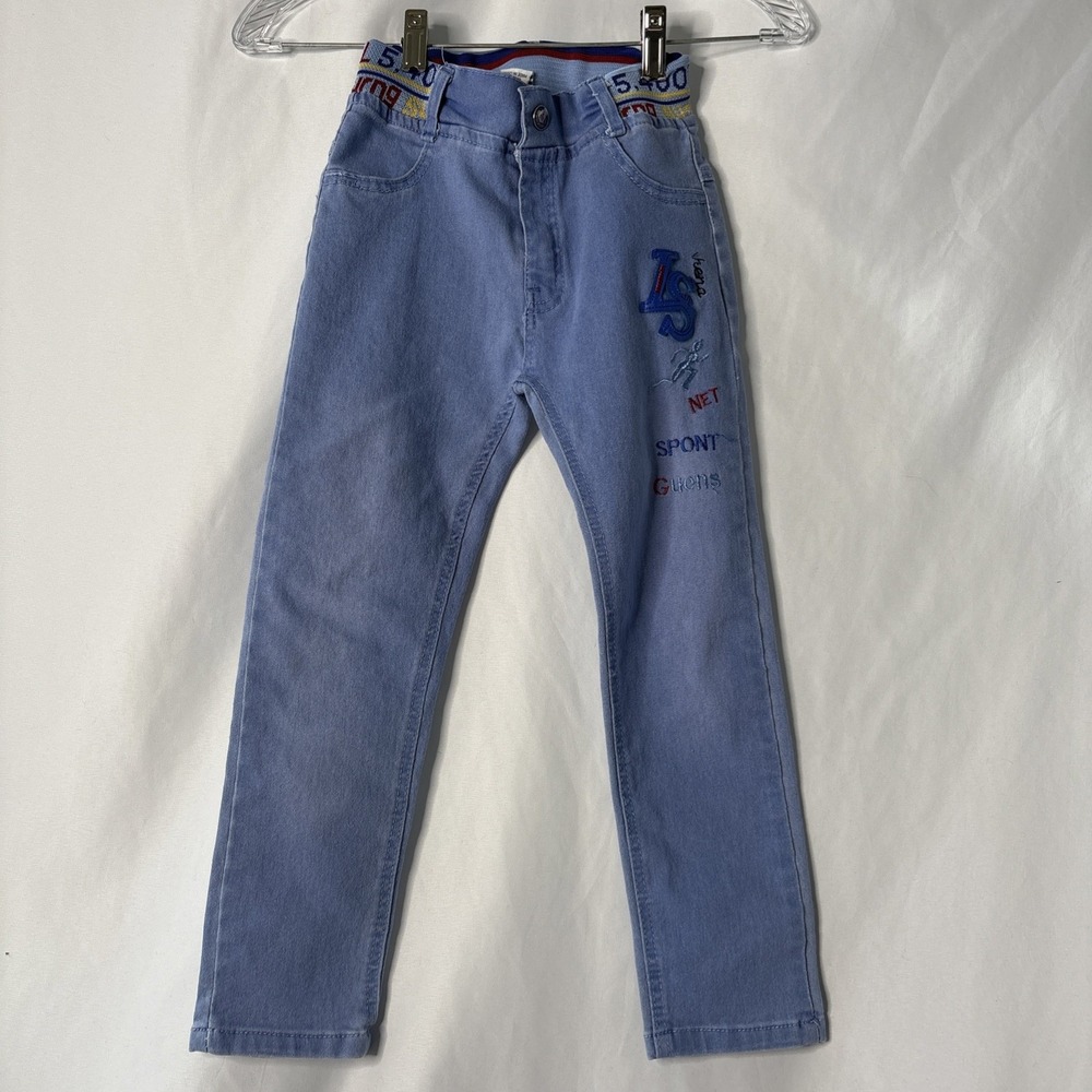 Kids Girls Unbranded Denim Jeans Embroidered Light Blue Sz 26 See Measurements